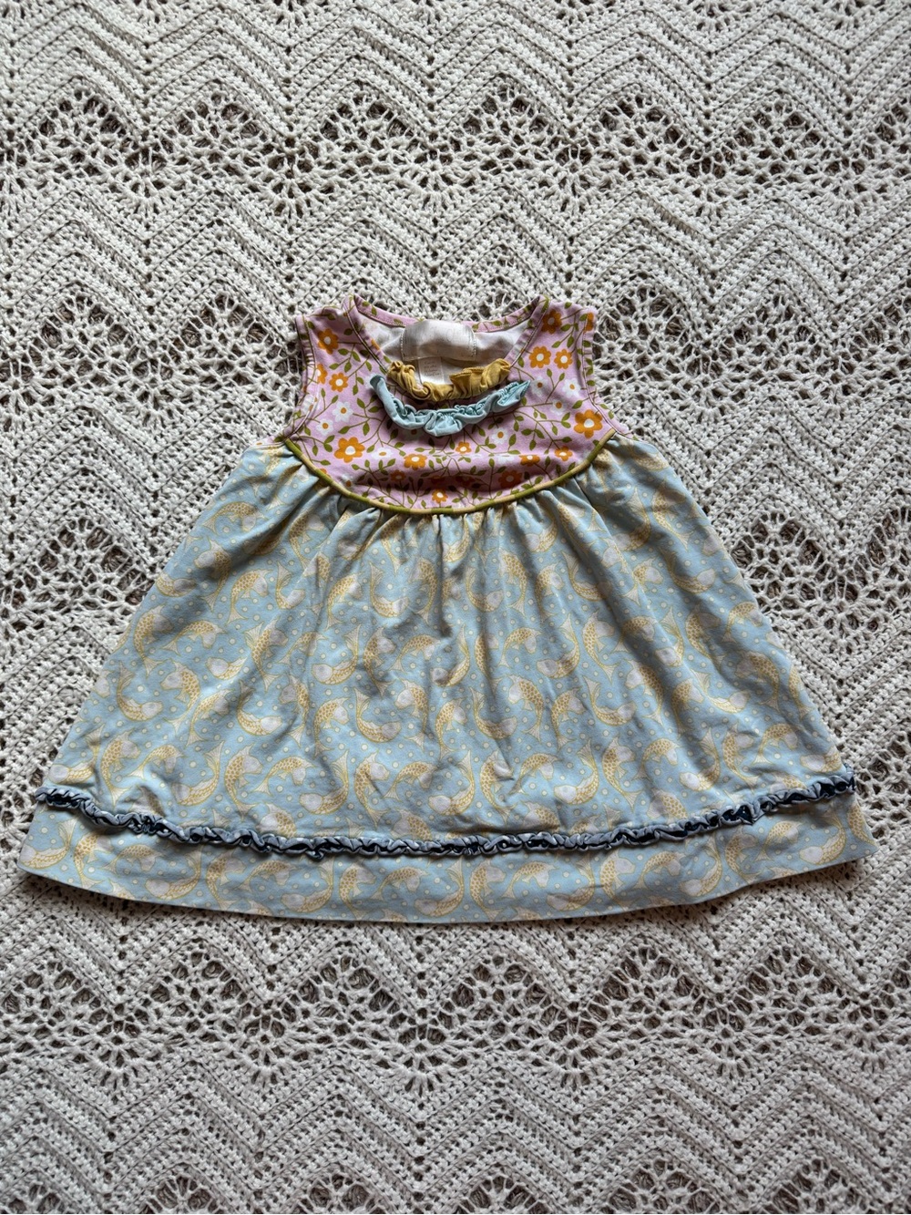 Matilda Jane Pink Floral Ruffled Dress Whimsical Playful Girl Tunic Top Dress